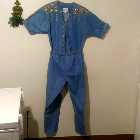 🔥 Sale🔥Vintage denim pant suit with Embellishments - Picture 1 of 10